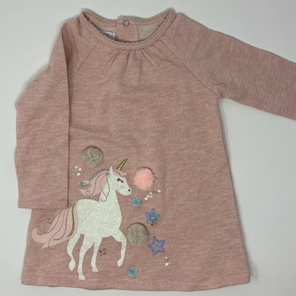 ❌SOLD❌Mud Pie Unicorn Raglan Dress 12-18 months - Picture 3 of 6